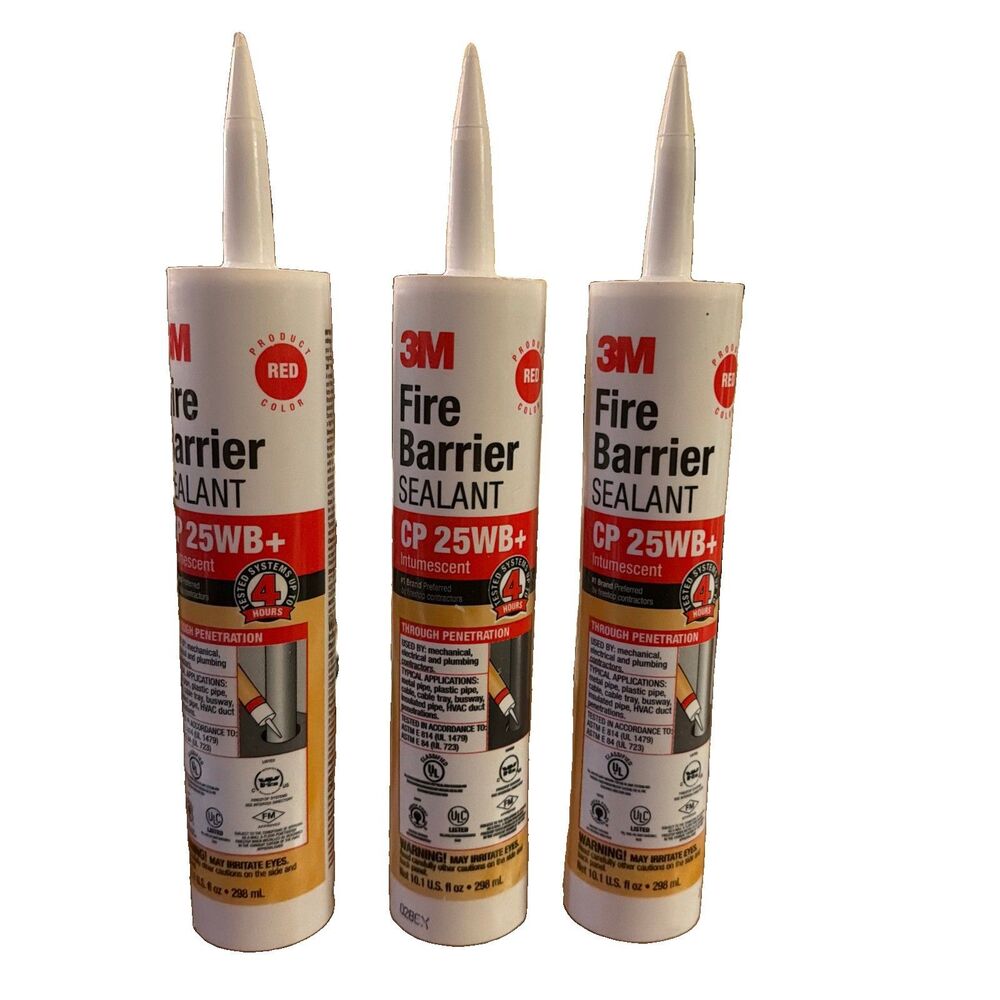 3 - 3M Fire Barrier Sealant CP 25WB+ Red Intumescent 10.1 oz NEW